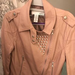 Bar III Faux Leather Studded Jacket- Blush Sz L